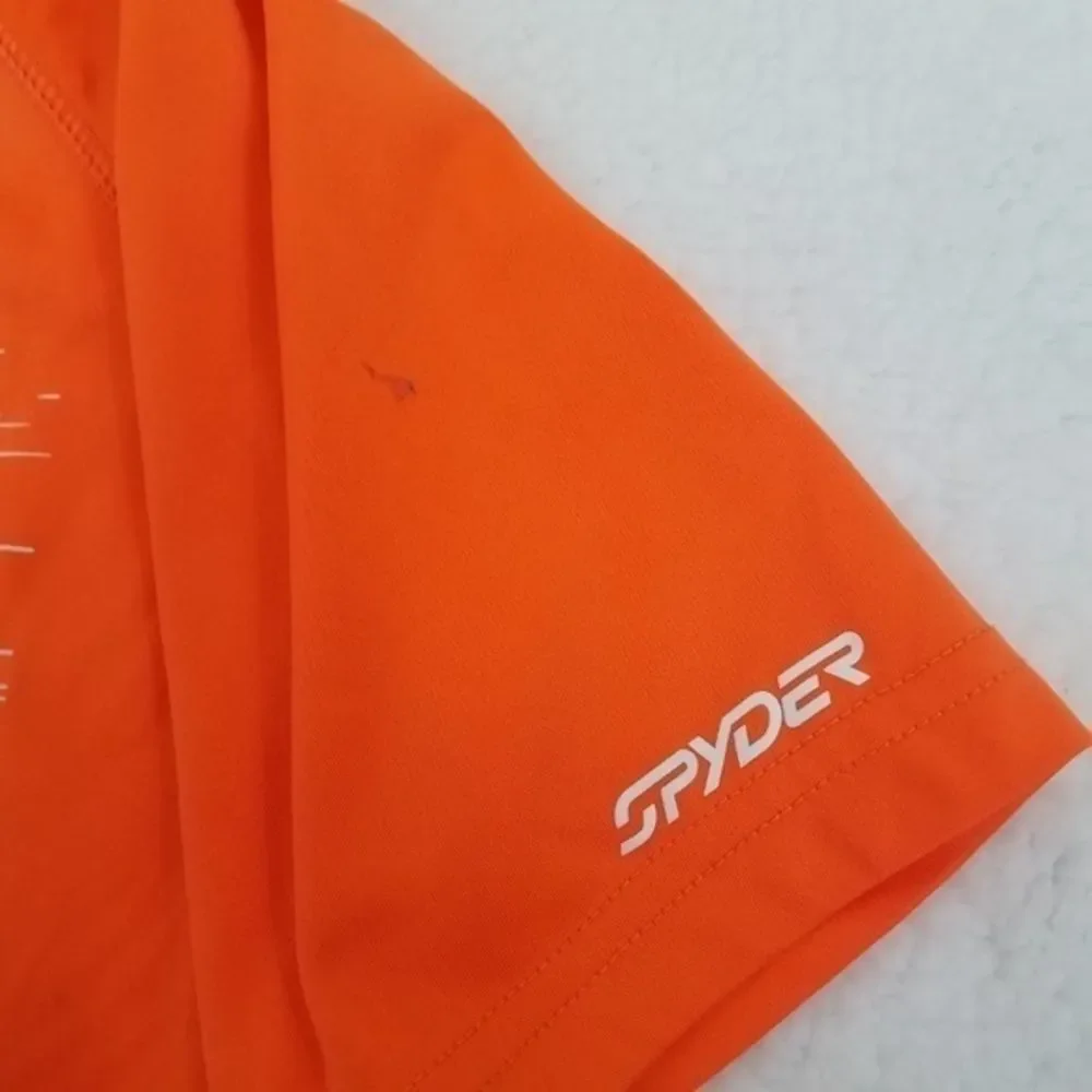 Spyder Tee Kids S Orange Logo Short Sleeve Bright Neon Stripe Spider Graphic